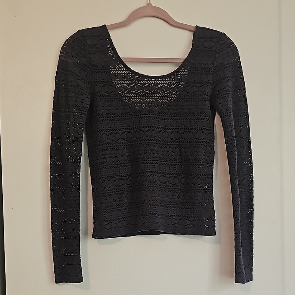Black Lace Long Sleeve Top
